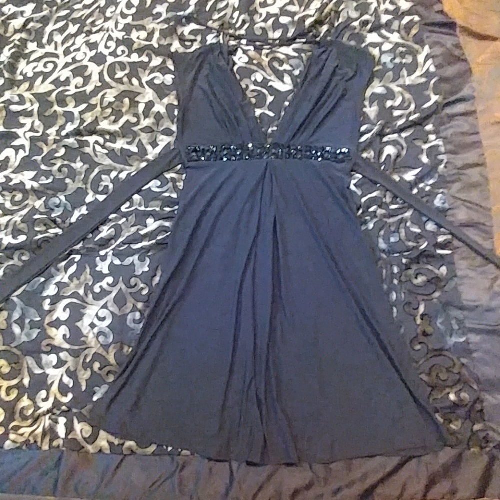 Little black dress, soft plunge line
